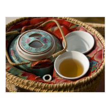 China, Hong Kong. Traditional Chinese teapot & 3 Postcards