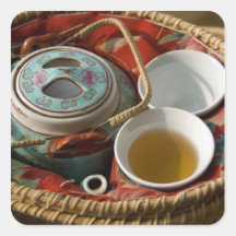 China, Hong Kong. Traditional Chinese teapot & 3 Stickers