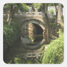 China, Nantong, an arched bridge forms a perfect Square Stickers