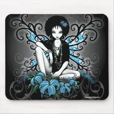China Retro Afro Lilly Gothic Fairy Mouse Mat by mykajelina