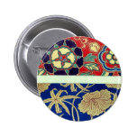 Chinese brocade with red background button