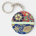 Chinese brocade with red background keychains