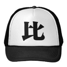 Chinese Character : bi3, Meaning: compare Mesh Hats