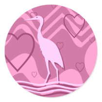 Chinese Crane Envelope Sealer - Purples and Pinks Round Stickers