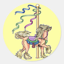 Chinese Crested Carousel Round Sticker