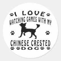 Chinese Crested designs Round Stickers