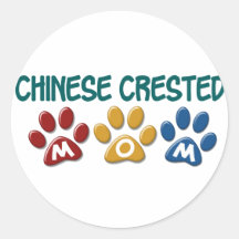 CHINESE CRESTED Mom Paw Print 1 Round Sticker