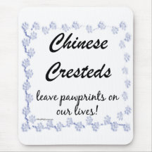 Chinese Crested Pawprints Mouse Mats