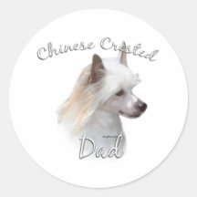 Chinese Crested (powder) Dad 2 Round Stickers