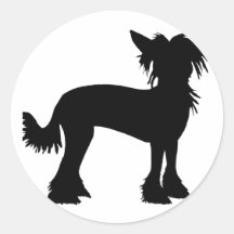 Chinese Crested Silhouette Round Stickers