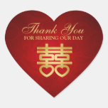 Chinese Double Happiness "thank you" Heart Stickers
