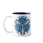 chinese floral porcelain blue mug