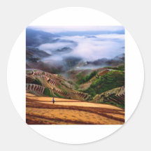 Chinese landscape round stickers