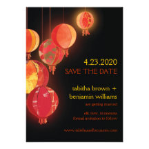 Chinese Lanterns Modern Wedding Save the Date Personalized Invitations