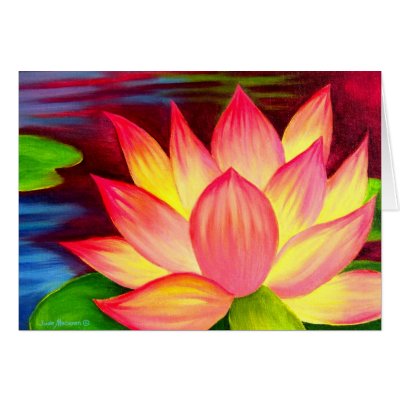 Chinese Lotus Water Lily Flower Art - Multi Greeting Cards by JUDERM