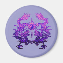 CHINESE NEW YEAR Purple Dragons Fridge Magnets