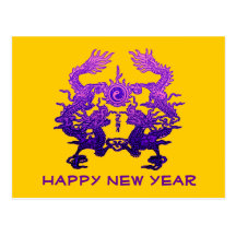 CHINESE NEW YEAR Purple Dragons Post Cards