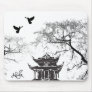 Chinese Pagoda, Painting Trees Dove Mouse Pad