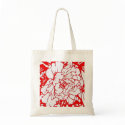Chinese Paper-Cut Peony in Red - Bag