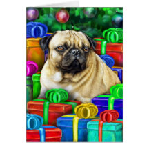 Chinese Pug Christmas Open Gifts NOW Greeting Cards