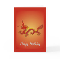 Chinese Red And Gold Dragon Birthday Card