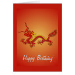 Chinese Red And Gold Dragon Birthday Card