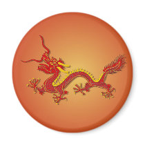 Chinese Red And Gold Dragon Dishwasher Magnet