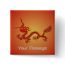Chinese Red And Gold Year Of The Dragon Badge Pin