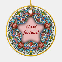 Chinese round pattern good fortune christmas tree ornament