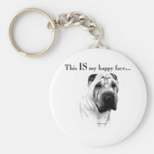 Chinese Shar Pei Happy Face Key Chains