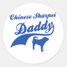 chinese sharpei daddy round stickers
