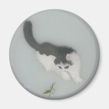 Chinese Silk Cat Picture Refrigerator Magnets