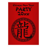 Chinese Symbol Year of the Dragon Party BR Personalized Invite