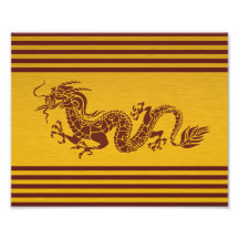 Chinese Tribal Mythology Dragon Stripes Red Gold Photo