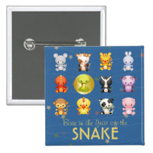 Chinese Zodiac Animals Year of the Snake Buttons