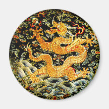 Chinese zodiac antique embroidered golden dragon magnet