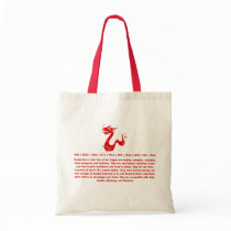 CHINESE ZODIAC DRAGON PAPERCUT ILLUSTRATION TOTE BAGS