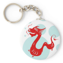 CHINESE ZODIAC DRAGON PAPERCUT ILLUSTRATION KEYCHAINS