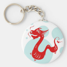 CHINESE ZODIAC DRAGON PAPERCUT ILLUSTRATION KEYCHAINS