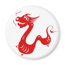 CHINESE ZODIAC DRAGON PAPERCUT ILLUSTRATION REFRIGERATOR MAGNET