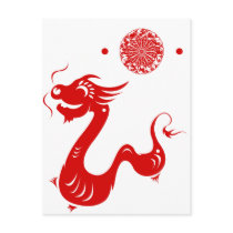 CHINESE ZODIAC DRAGON PAPERCUT ILLUSTRATION POSTCARD