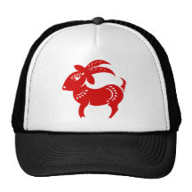 CHINESE ZODIAC GOAT PAPERCUT ILLUSTRATION HAT