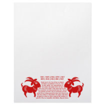 CHINESE ZODIAC GOAT PAPERCUT ILLUSTRATION PERSONALIZED LETTERHEAD