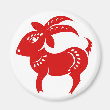 CHINESE ZODIAC GOAT PAPERCUT ILLUSTRATION FRIDGE MAGNET