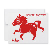 CHINESE ZODIAC HORSE PAPERCUT ILLUSTRATION INVITES