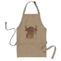 Chinese Zodiac Ox in Kanji Vintage Apron