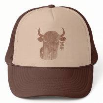 Chinese Zodiac Ox in Kanji Vintage Hat