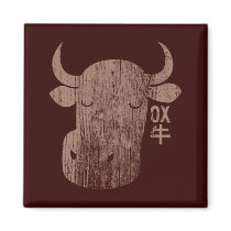 Chinese Zodiac Ox in Kanji Vintage Magnet