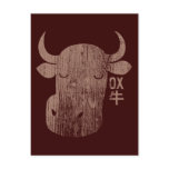 Chinese Zodiac Ox in Kanji Vintage Postcard