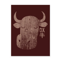 Chinese Zodiac Ox in Kanji Vintage Postcard